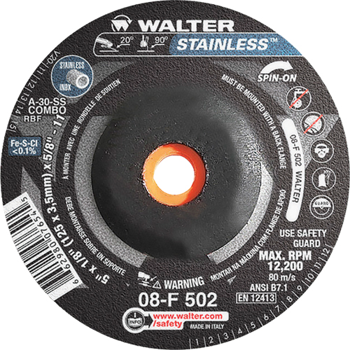 Depressed Centre Grinding Wheels - Stainless Type 27, 5" x 1/8", 5/8"-11 Arbor, Type 27S Pathway Supply LP