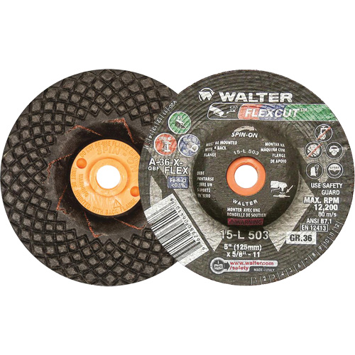 Flexcut Depressed Centre Grinding Wheels, 5", 36 Grit, Aluminum Oxide, 5/8"-11, 12200 RPM, Type 29 Pathway Supply LP