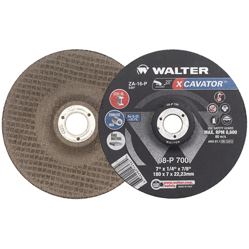 XCAVATOR Grinding Wheel, 7" x 1/4", 7/8" Arbor, Zirconium, Type 27 Pathway Supply LP