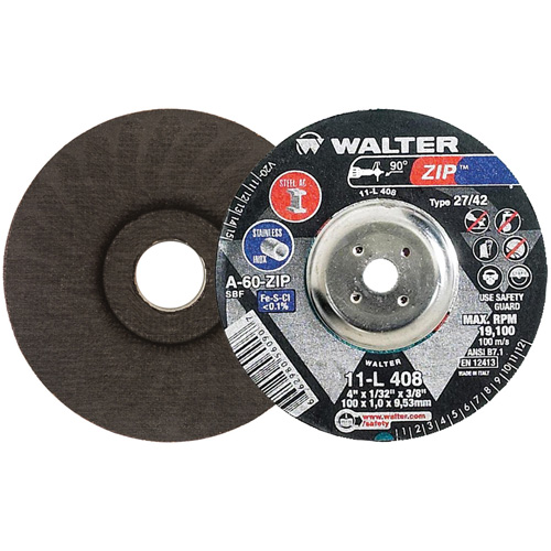 Zip Cutting and Grinding Wheel, 4" x 1/32", 3/8" Arbor, Type 27, 60 Grit, Aluminum Oxide Pathway Supply LP