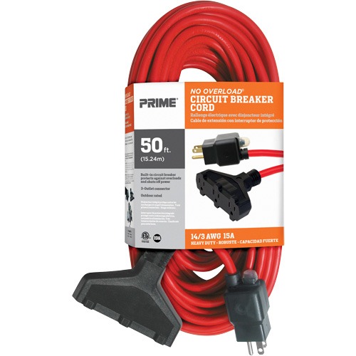 Cordon rallonge en vinyle, Ext&eacute;rieur, SJTW, AWG 14/3, 15 A, 3 prise(s), 50' Pathway Supply LP