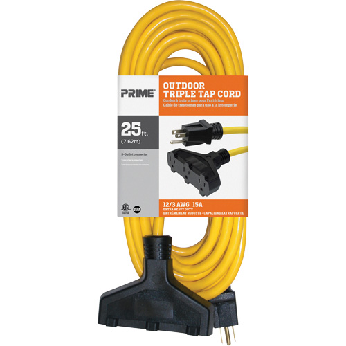 Cordon rallonge en vinyle, Ext&eacute;rieur, SJTW, AWG 12/3, 15 A, 3 prise(s), 25' Pathway Supply LP