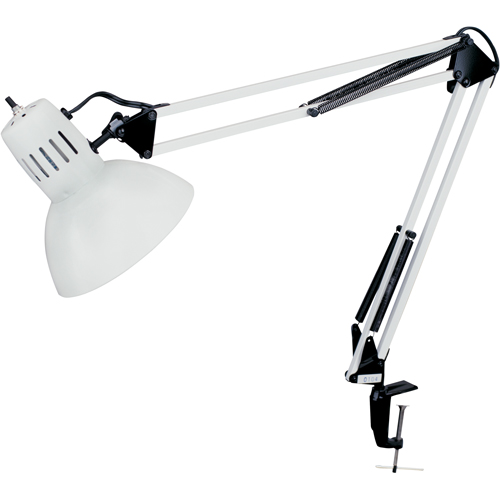Lampes de bureau &agrave; pince - Bras flexible, 100 W, Incandescente, Pinces serre-joints, Col 36", Blanc Pathway Supply LP