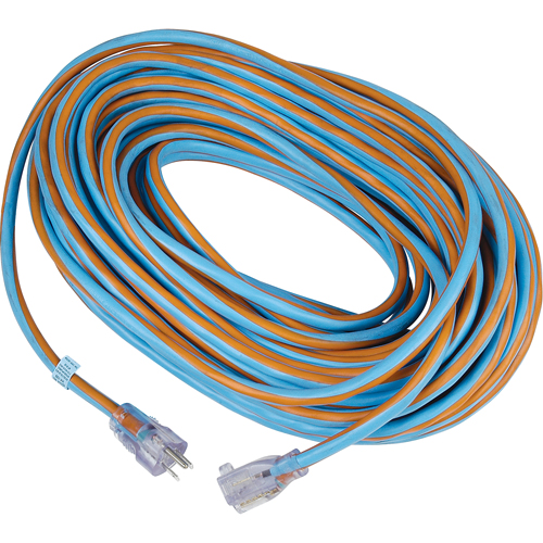Cordon rallonge verrouillable toute saison en caoutchouc TPE Arctic Blue, Toutes saisons, SJEOW, AWG 12/3, 15 A, 100' Pathway Supply LP