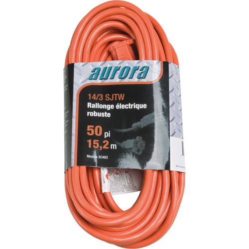 Cordon rallonge en vinyle, Ext&eacute;rieur, SJTW, AWG 14/3, 15 A, 50' Pathway Supply LP