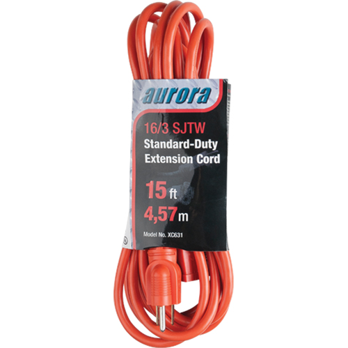 Extension Cord, Indoor/Outdoor, SJTW, 16/3 AWG, 13 A, 15' Pathway Supply LP