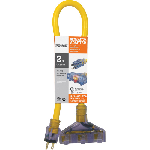 Adaptateurs pour g&eacute;n&eacute;ratrice, Ext&eacute;rieur, STOW, AWG 16/3, 20 A, 3 prise(s), 2' Pathway Supply LP