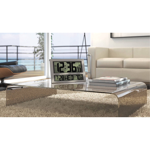 Jumbo Clock, Digital, Battery Operated, 16.5" W x 1.7" D x 11" H, Silver Pathway Supply LP