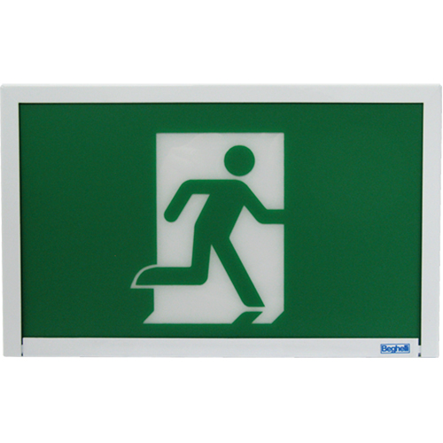 Running Man Exit Sign, LED, Battery Operated, 12" L x 7 1/2" W, Pictogram Pathway Supply LP