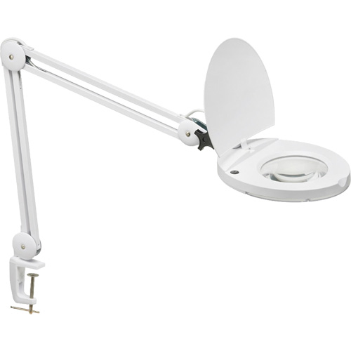 Lampe loupe DEL avec support en A, Dioptrie 3, Ampoule DEL, Bras de 47", Pinces serre-joints, Blanc Pathway Supply LP
