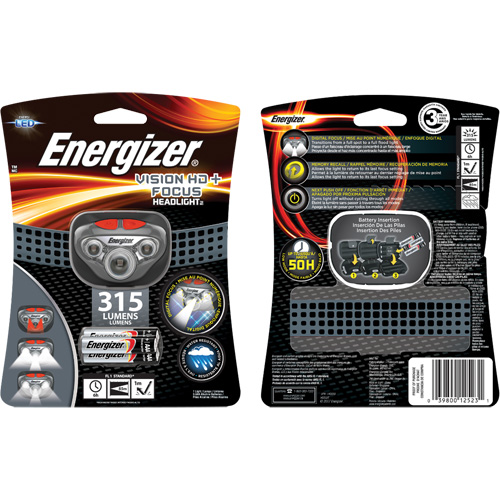 Vision HD+ Focus Headlamp, LED, 315 Lumens, 6 Hrs. Run Time, AAA Batteries Pathway Supply LP