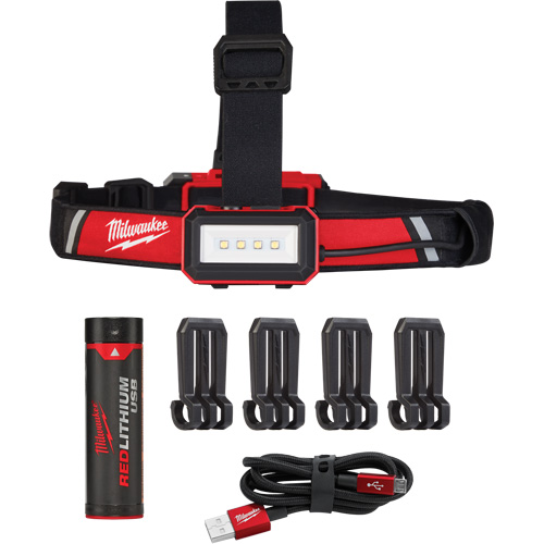 Lampe frontale USB &agrave; profil bas, DEL, 600 lumens, 2 hres de fonctionnement, piles Rechargeable Pathway Supply LP
