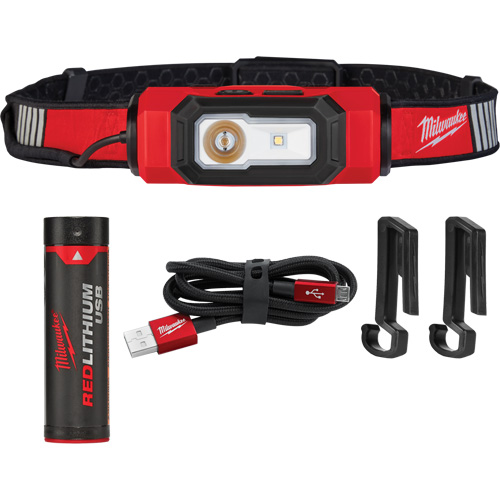 Lampe USB pour casque de s&eacute;curit&eacute; Beacon, DEL, 600 lumens, 2 hres de fonctionnement, piles Rechargeable Pathway Supply LP