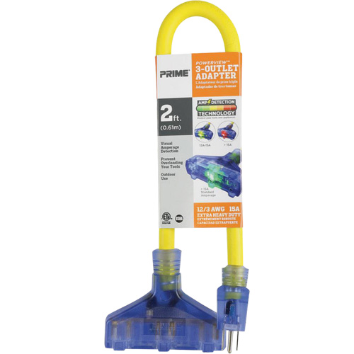 Adaptateur avec d&eacute;tection visuelle de lamp&eacute;rage, Ext&eacute;rieur, AWG 12/3, 15 A, 3 prise(s), 2' Pathway Supply LP