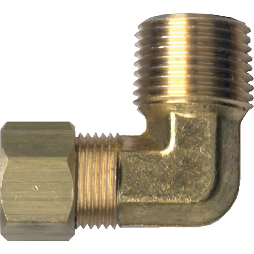 90° Pipe Elbow Fitting, Tube x Male Pipe, Brass, 1/4" x 1/2" Pathway Supply LP