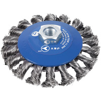 Knot Twisted Conical Bevel Brush, 5" Dia., 0.02" Fill, 5/8"-11NC Arbor Pathway Supply LP