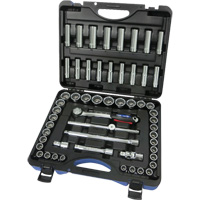 SAE/Metric 12-Point Socket Set, 55 Pcs, 1/2" Drive Size, Deep Pathway Supply LP
