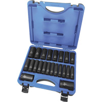 PSS2212DM 6-Point Metric Socket Set, 22 Pcs, Impact, 1/2" Drive Size, Deep Pathway Supply LP