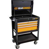 Utility Cart, 4 Drawers, 33" L x 21" W x 42" H, Black/Orange Pathway Supply LP
