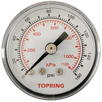 Pressure Gauge, 1-1/2" , 0 - 160 psi, Back Mount, Analogue Pathway Supply LP