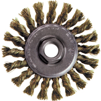 High Speed Small Grinder Knot Wire Wheel Brush, 4" Dia., 0.02" Fill, 5/8"-11 Arbor, Steel Pathway Supply LP