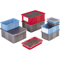 Divider Box&reg; Containers, Polyethylene, 10.8" W x 8.3" D x 2.5" H, Grey Pathway Supply LP