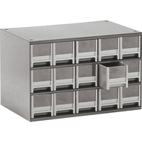 Modular Parts Cabinets, Steel, 15 Drawers, 17" x 10-9/16" x 3-1/16", Grey Pathway Supply LP