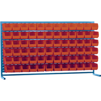 Louvered Rack with Bins, 72 Bins, 72" W x 15" D x 40" H Pathway Supply LP