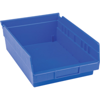 Plastic Shelf Bins, 8-3/8" W x 4" H x 11-5/8" D, Blue, 15 lbs. Capacity Pathway Supply LP