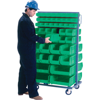 Support mobile deux c&ocirc;t&eacute;s pour bacs, &agrave; deux c&ocirc;t&eacute;s, 96 bacs, 36" la x 24" p x 63" h Pathway Supply LP