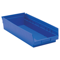 Shelf Bins, 8-3/8" W x 4" H x 17-7/8" D, Blue, 40 lbs. Capacity Pathway Supply LP