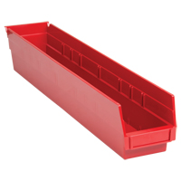 Bacs de rangement pour tablettes, 4-1/8" la x 4" H x 23-5/8" p, Rouge, Capacit&eacute; 50 lb Pathway Supply LP