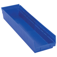 Bacs de rangement pour tablettes, 6-5/8" la x 4" H x 23-5/8" p, Bleu, Capacit&eacute; 50 lb Pathway Supply LP