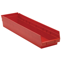 Bacs de rangement pour tablettes, 6-5/8" la x 4" H x 23-5/8" p, Rouge, Capacit&eacute; 50 lb Pathway Supply LP