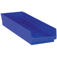 Shelf Bins, 8-3/8" W x 4" H x 23-5/8" D, Blue, 50 lbs. Capacity Pathway Supply LP