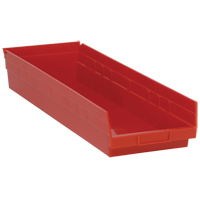 Shelf Bins, 8-3/8" W x 4" H x 23-5/8" D, Red, 50 lbs. Capacity Pathway Supply LP