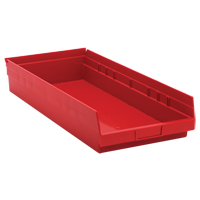 Bacs de rangement pour tablettes, 11-1/8" la x 4" H x 23-5/8" p, Rouge, Capacit&eacute; 50 lb Pathway Supply LP