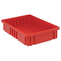 Divider Box&reg; Containers, Plastic, 16.5" W x 10.9" D x 3.5" H, Red Pathway Supply LP