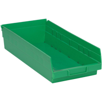 Shelf Bins, 8-1/8" W x 4" H x 17-7/8" D, Green, 40 lbs. Capacity Pathway Supply LP