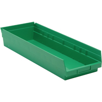 Shelf Bins, 8-3/8" W x 4" H x 23-5/8" D, Green, 50 lbs. Capacity Pathway Supply LP