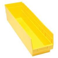 Bacs en plastique pour &eacute;tag&egrave;res Store More, 6-5/8" la x 6" H x 23-5/8" p, Jaune, Capacit&eacute; 90 lb Pathway Supply LP