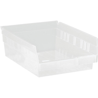 Bacs de rangement pour tablettes, 8-3/8" la x 4" H x 11-5/8" p, Transparent, Capacit&eacute; 30 lb Pathway Supply LP