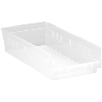 Shelf Bins, 8-3/8" W x 4" H x 17-7/8" D, Clear, 40 lbs. Capacity Pathway Supply LP
