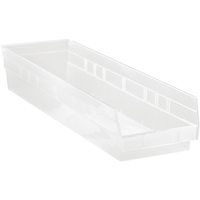 Shelf Bins, 6-5/8" W x 4" H x 23-5/8" D, Clear, 50 lbs. Capacity Pathway Supply LP