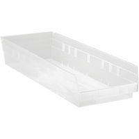 Shelf Bins, 8-3/8" W x 4" H x 23-5/8" D, Clear, 50 lbs. Capacity Pathway Supply LP