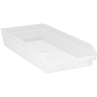 Shelf Bins, 11-1/8" W x 4" H x 23-5/8" D, Clear, 50 lbs. Capacity Pathway Supply LP