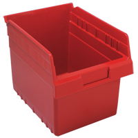 Store-Max Shelf Bins, 8-3/8" W x 8" H x 11-5/8" D, Red, 44 lbs. Capacity Pathway Supply LP