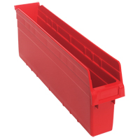 Store-Max Shelf Bins, 4-3/8" W x 8" H x 23-5/8" D, Red, 68 lbs. Capacity Pathway Supply LP