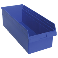 Store-Max Shelf Bins, 11-1/8" W x 8" H x 23-5/8" D, Blue, 68 lbs. Capacity Pathway Supply LP