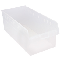 Store-Max Shelf Bins, 11-1/8" W x 8" H x 23-5/8" D, Clear, 68 lbs. Capacity Pathway Supply LP